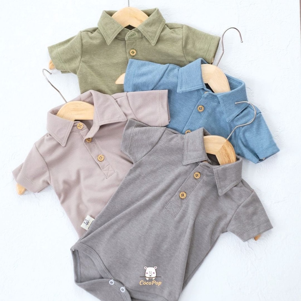 Cocopop Polo Jumper - Jumper Kerah Kancing Lengan Pendek Bayi 0-6 6-12 12-18 bulan