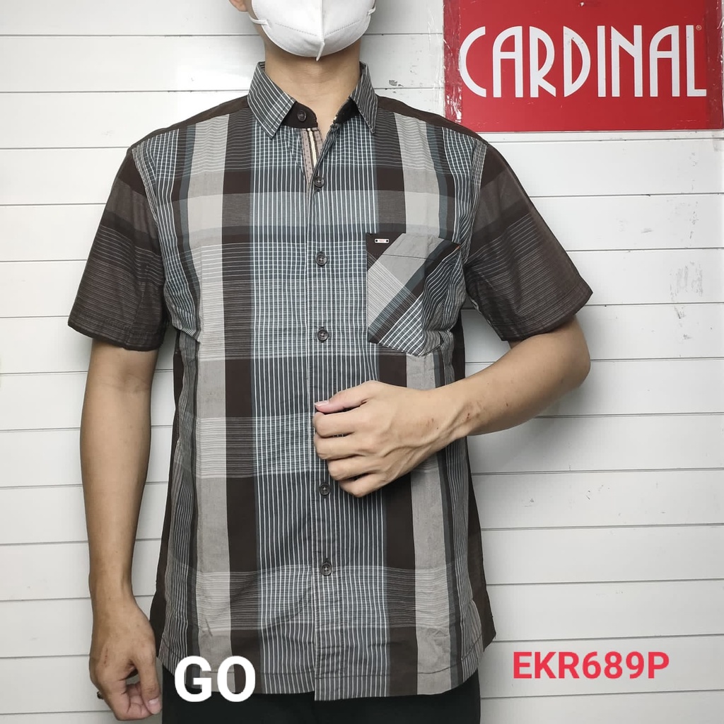 gof XR1 M CARDINAL KEMEJA CASUAL Pakaian Atasan Pria Kemeja Reguler Hem Casual Santai Lengan Pendek