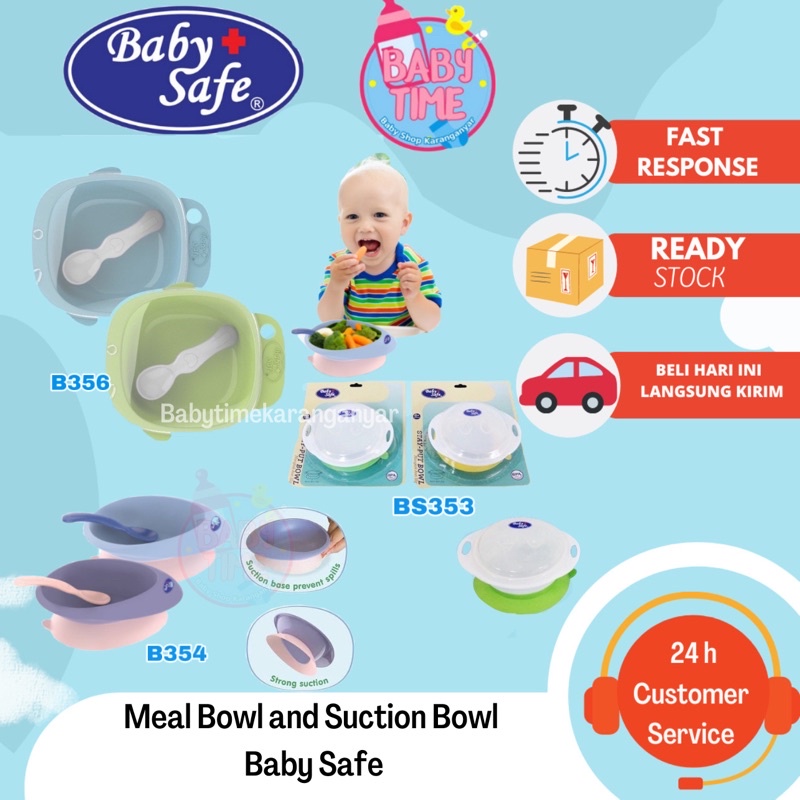 Mangkok Makan Bayi Tempat Makan Bayi dengan penutup Meal Bowl Suction Bowl Baby Safe B356 B354 bs353