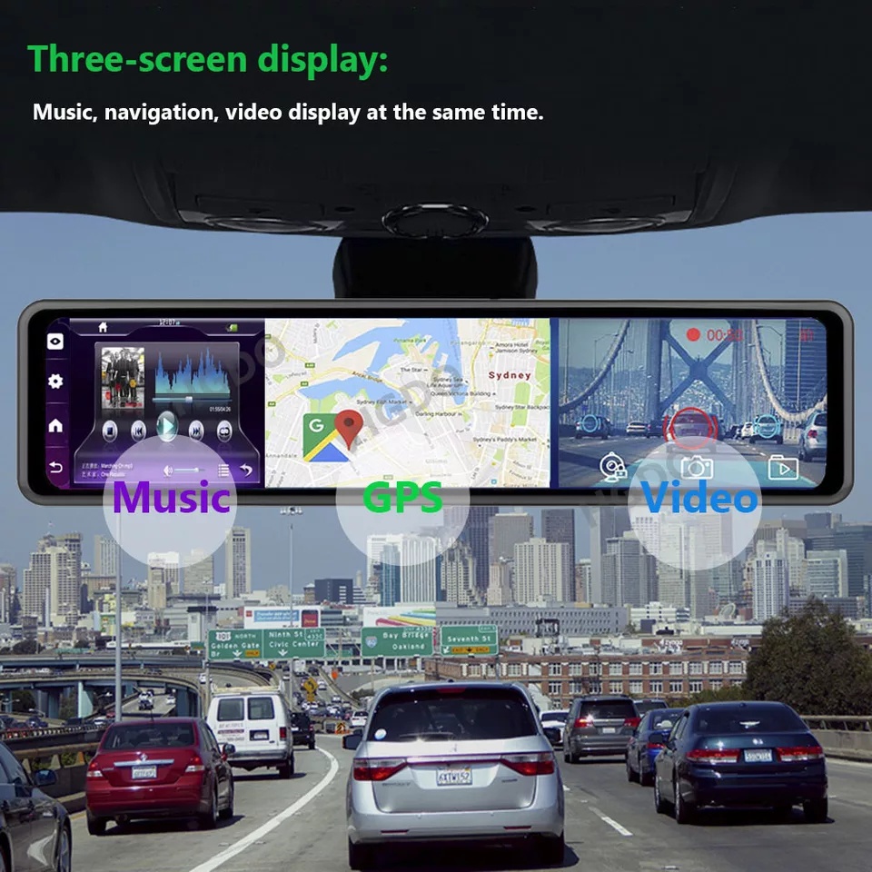 CAR DVR 12 inchi 4GB + 32GB. Wifi GPS BT Android System 8.1 LCD IPS 4G