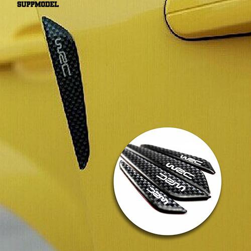 ⏲4 Pcs Carbon Fiber Mobil Side Doors Anti Gores Perlindungan Pengawal Trims Stiker