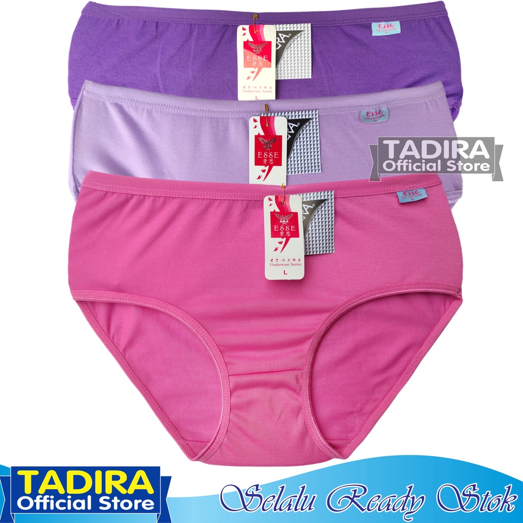 3 Pcs Celana Dalam ESSE_Wanita Cd Perempuan Bahan Melar dan Lembut TADIRA Store