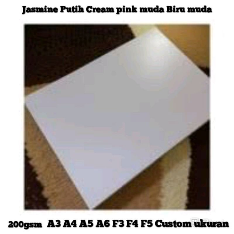 

Kertas Jasmine putih/cream/biru muda/pink muda A3 A4 A5 A6 Folio Custom ukuran 180 gsm