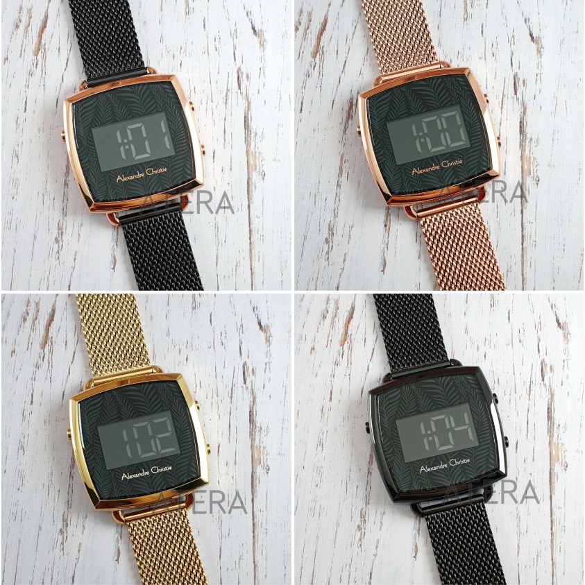 ALEXANDRE CHRISTIE AC 9339 WANITA ORIGINAL/JAM TANGAN ALEXANDER AC9339 RANTAI PASIR ROSEGOLD DIGITAL