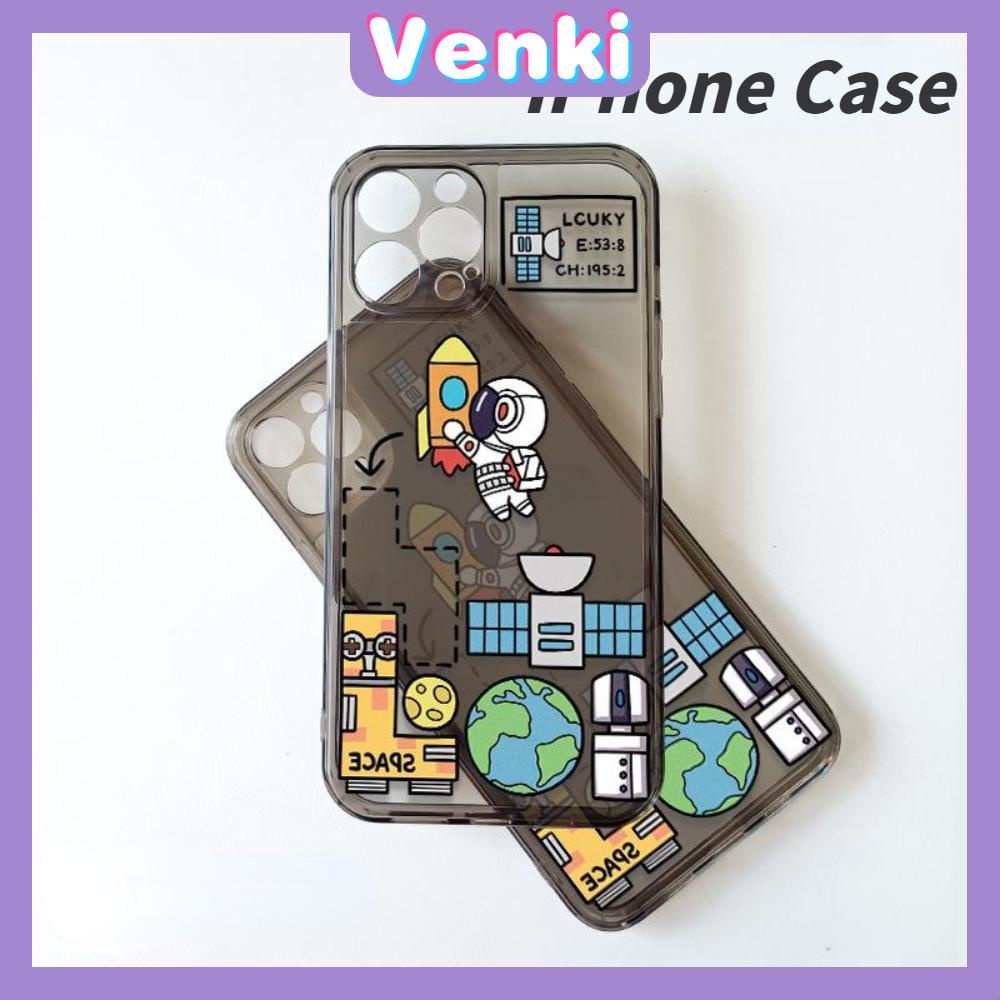 Soft Case Silikon Transparan Motif Roket Astronot Untuk iPhone 13 Pro Max 12 Pro Max 11 7 Plus