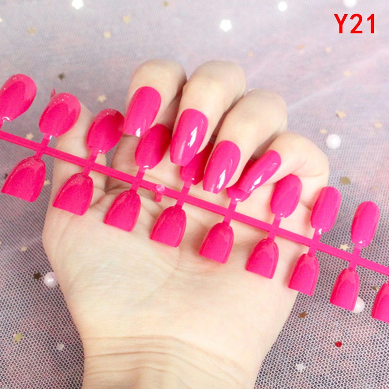 COD 24Pcs Kuku Palsu Bahan Akrilik untuk Nail Art