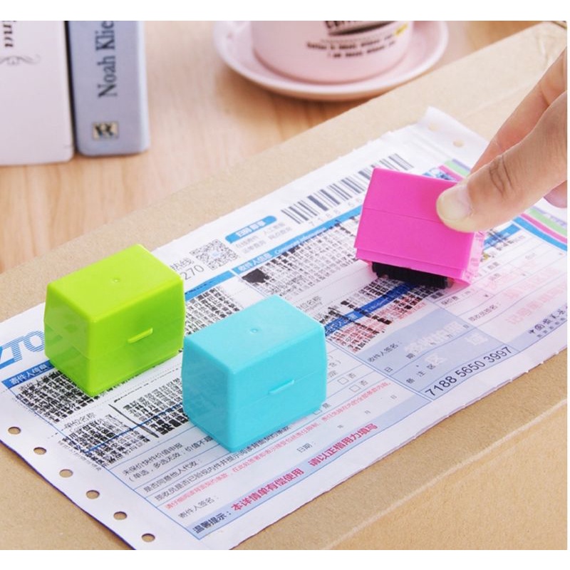 Stamp Roller Alat Penghapus Alamat Resi Portable Stempel Pelindung Privacy Mini