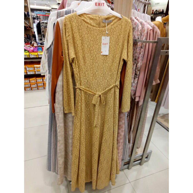 Dress EXIT Kuning Mustard (Free Hijab)
