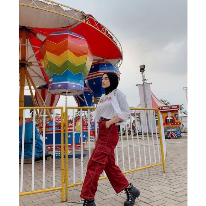 BAGGY CARGO PANTS MAROON - ZISALLECTION