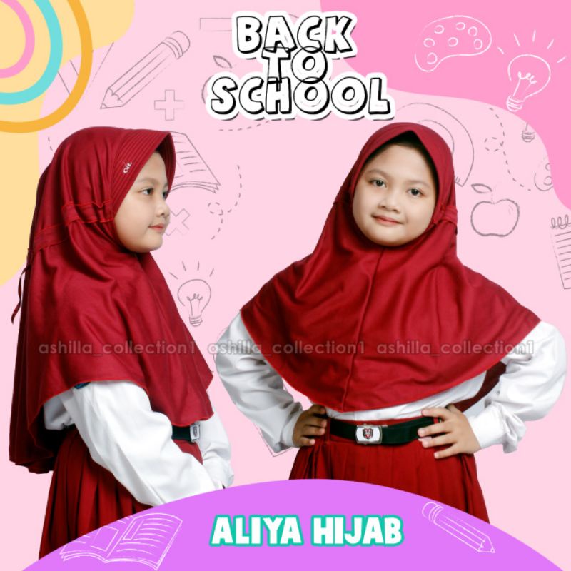 Kerudung Anak Sekolah SD Ukuran S,M,L,XL Model Serut Tali