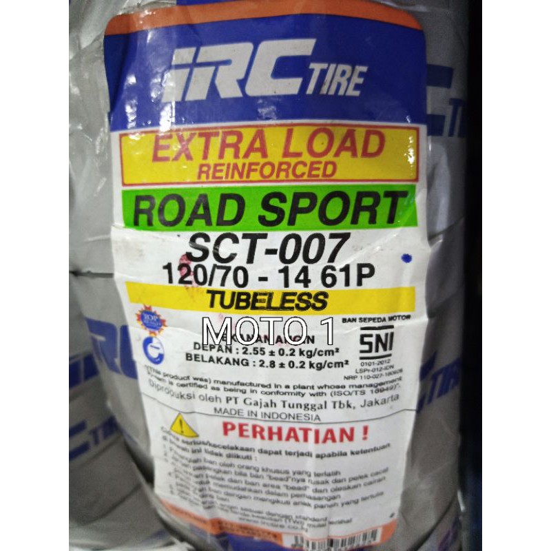 BAN PCX 150 BELAKANG - IRC 120/70 -14 TUBELESS - Produksi 2023