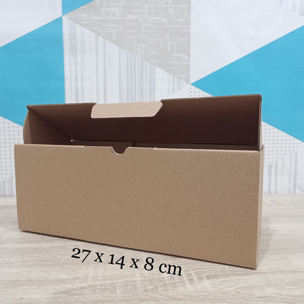 

Kardus 27 x 14 x 8 cm....Die Cut kotak Buku dll