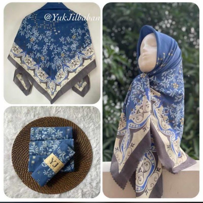 Segi Empat Motif Navy Batik Laser Cut