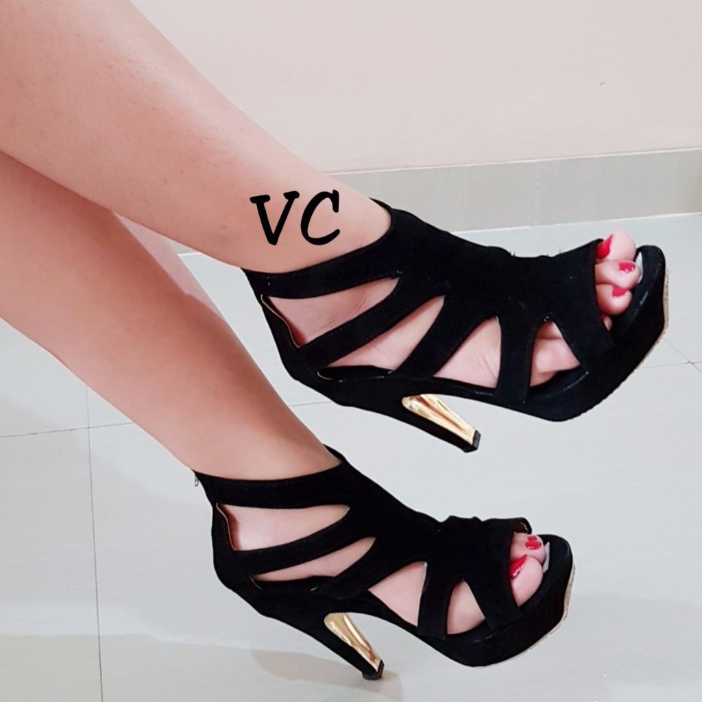 Vahn SPIDER Sepatu  Hak  Tinggi  Heels Casual Formal Hitam 