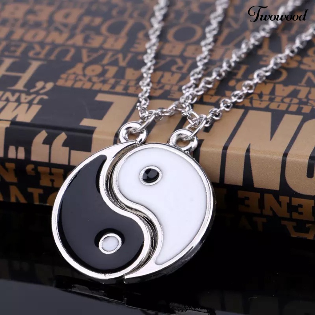 Kalung Liontin Tai Chi Bahan Alloy Tahan Karat Isi 1 Pasang Untuk Unisex