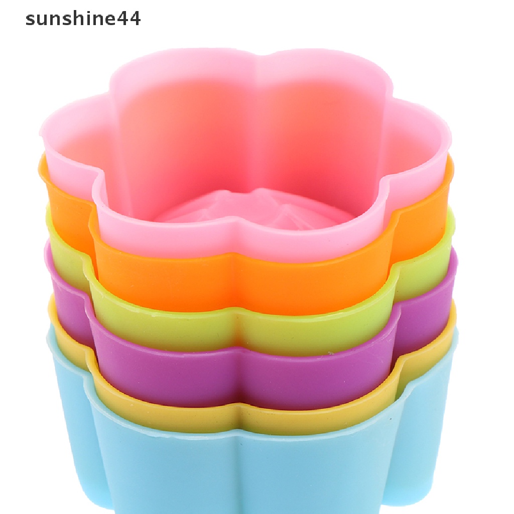 Sunshine 6Pcs / Set Cetakan Kue DIY Bentuk Segitiga Bahan Silikon Warna Ungu / Emas