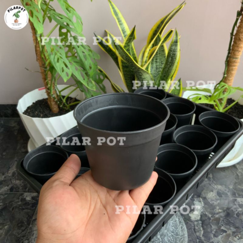 1 SET TRAY + 15 PCS POT HITAM 10CM | TRAY POT NKT 50CM | TRAY SEMAI BIBIT