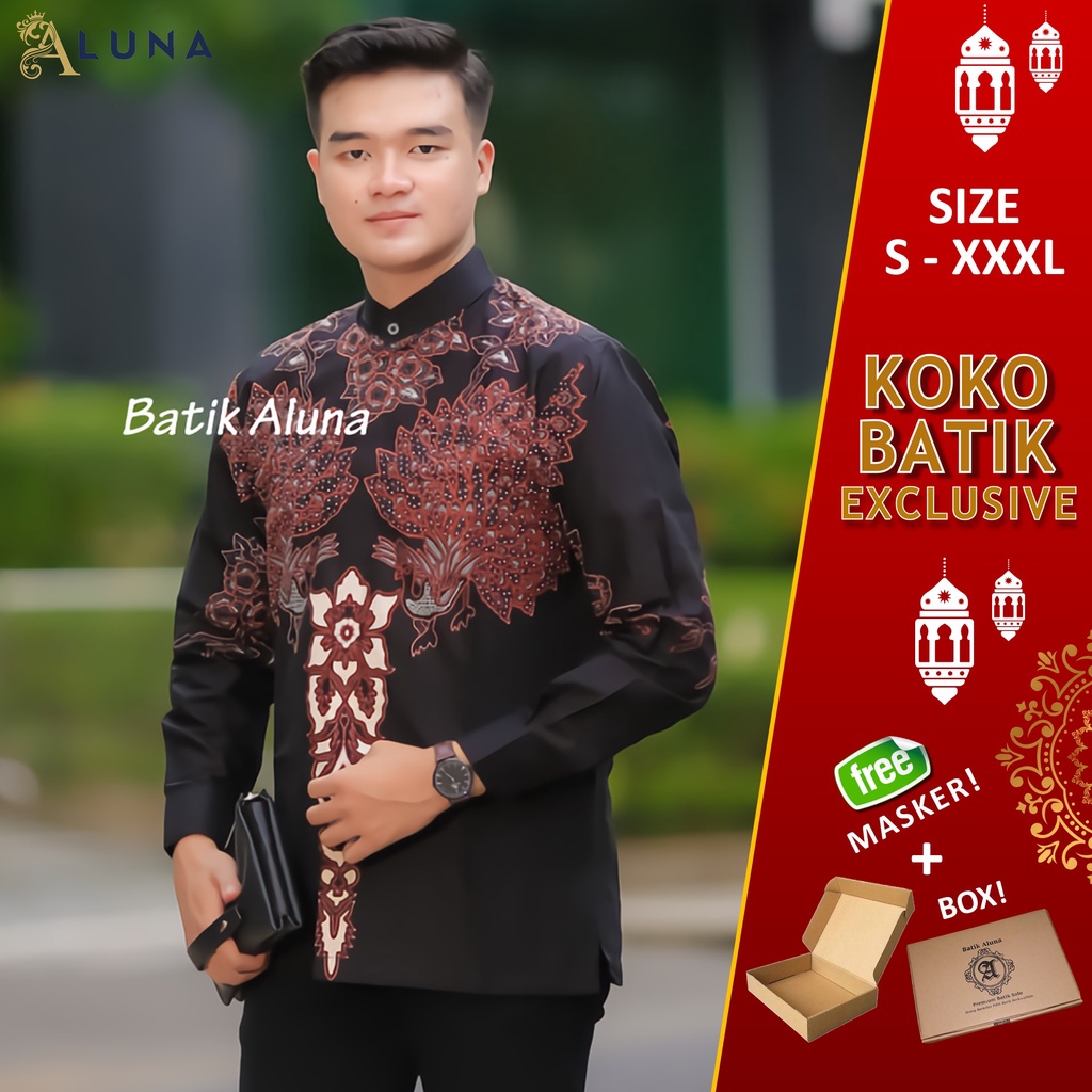 Exclusive Baju Koko Pria Kurta Pakistan Dewasa Motif Batik Aluna Baju Muslim Lengan Panjang Terbaru Good Quality Katun Premium MBA 002