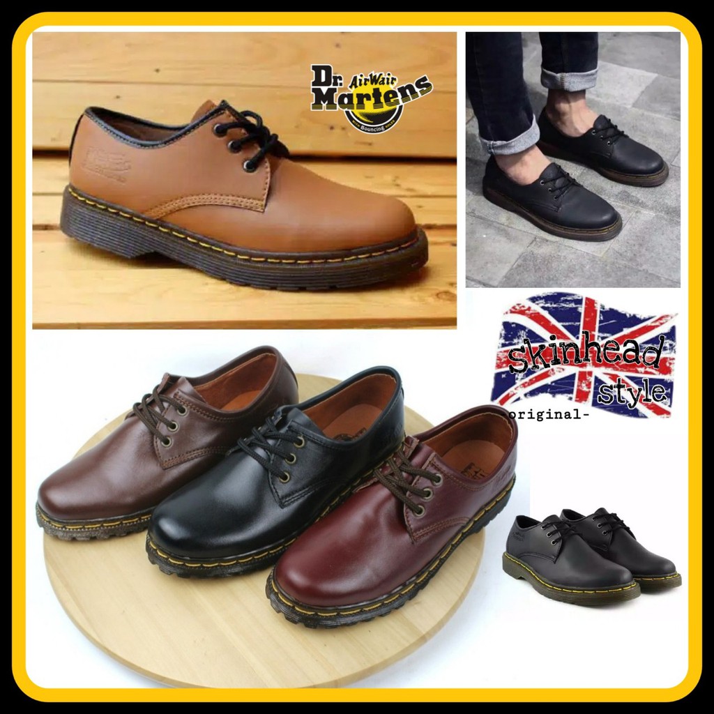 Sepatu boots Dr. Martens Docmart low boots murah maroon black brown casual pria - Docmart