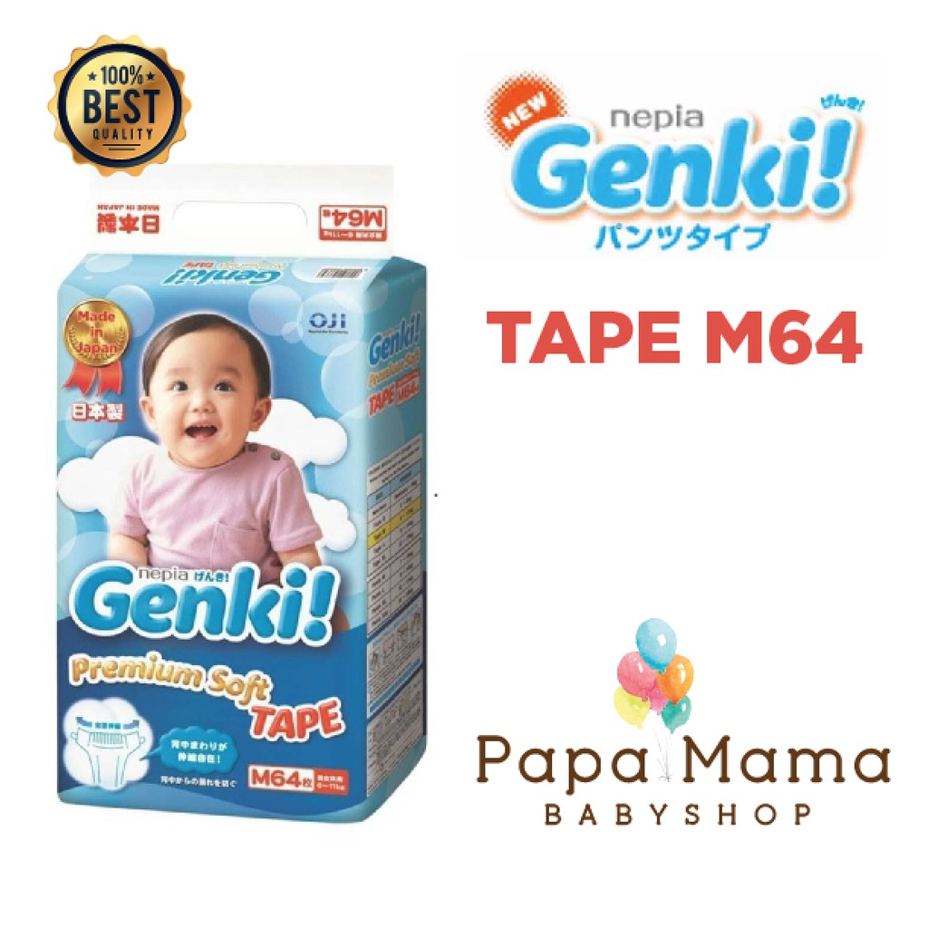 Nepia Genki Tape M64 M 64 Perekat Diaper Popok Bayi Baby Daya Serap