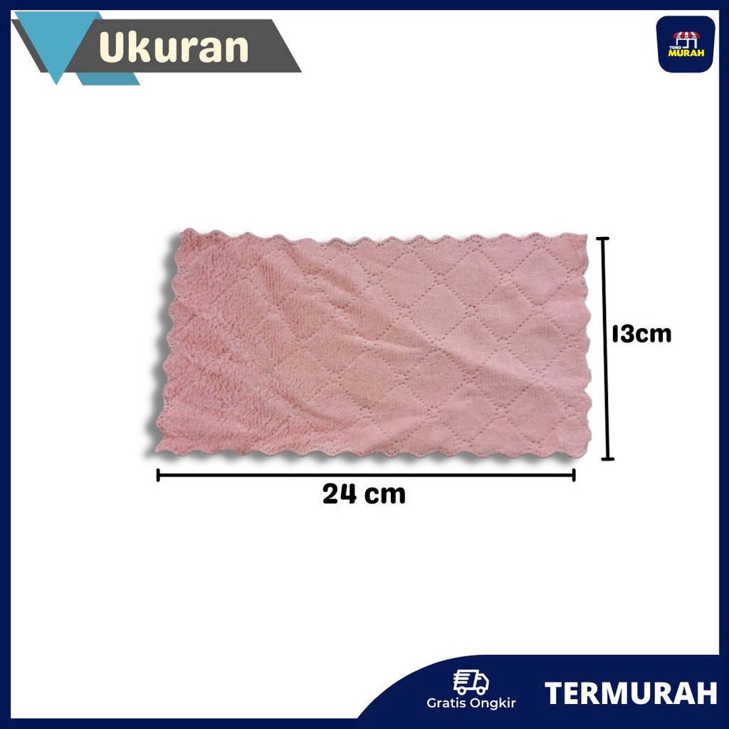 Kain Lap Dapur Kain Lap Piring Anti Minyak Kain Lap Microfiber Ukuran Besar 23 x 15 Colar Fleece Twis 2 Sisi