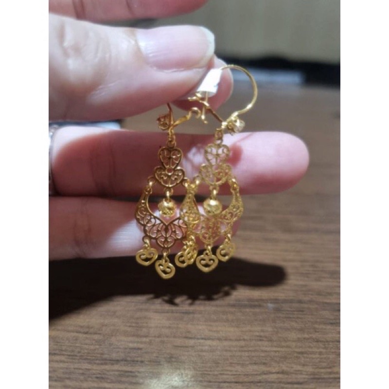 anting etnik rumbai love elegant emas asli