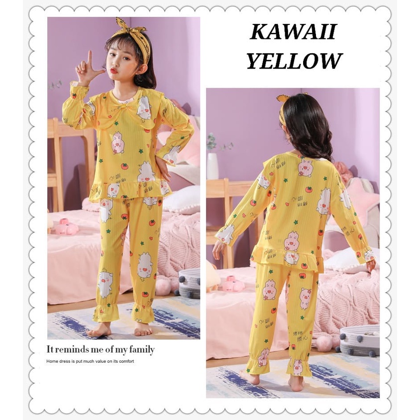 PIYAMA ANAK KAWAII BAJU TIDUR ANAK PEREMPUAN KOREA IMPOR MOTIF LUCU BAHAN KATUN ADEM