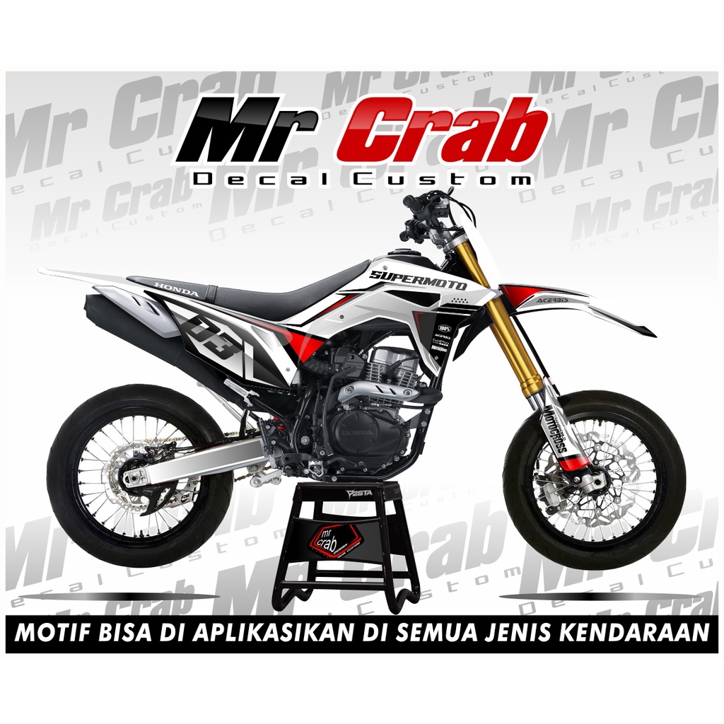 decal stiker crf 150 l full body Putih Merah - Supermoto