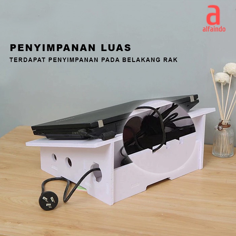 Alfaindo Rak Meja Laptop Portable Minimalis Tatakan Kayu WPC Anti Air - DC021