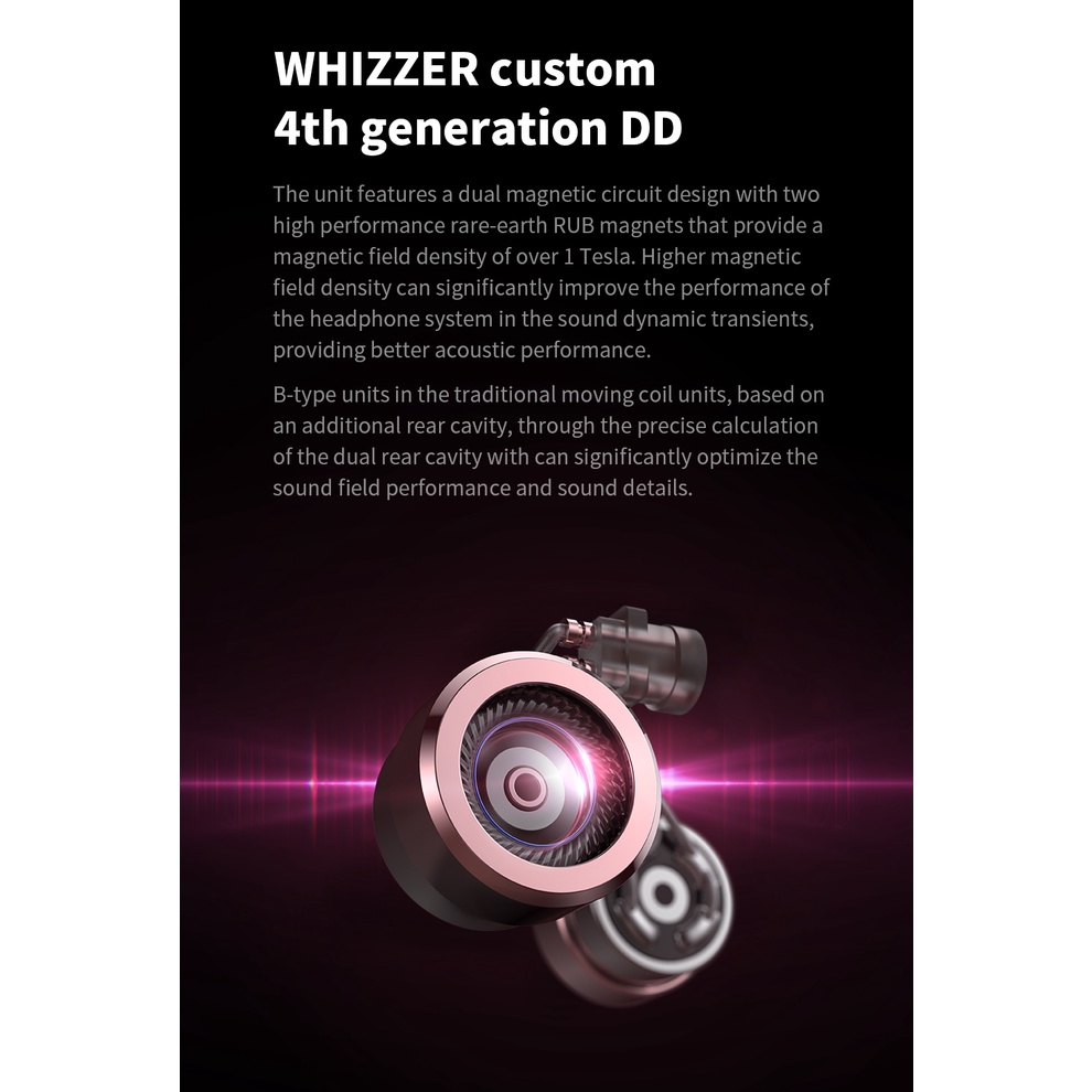 Whizzer OS1BEAT earbuds driver Sirkuit Magnetik Ganda 10mm Dengan Kabel 5N OFC Os1Pro