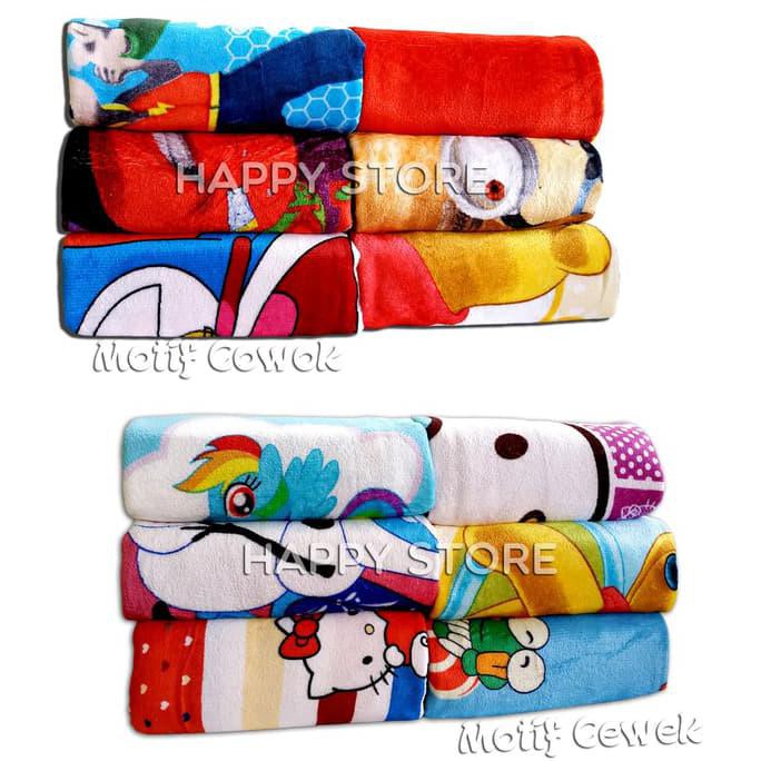 Limited Stock Selimut Motif Karakter Panel Bulu Selimut Anak Flanel Thomas Frozen *