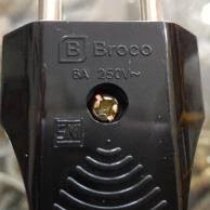 BROCO 344LN STD 2-Pole Plug 6A 250V Black - Steker Biasa