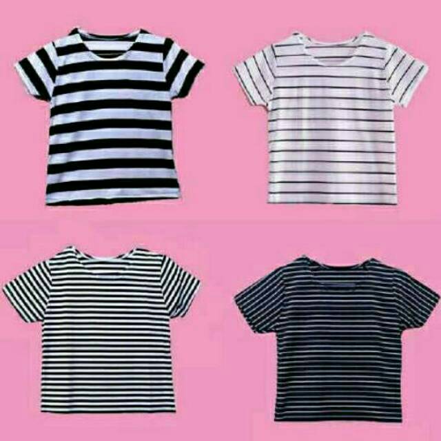 PAKAIAN STRIPE TEE CROP/BAJU MURAH / BAJU WANITA /