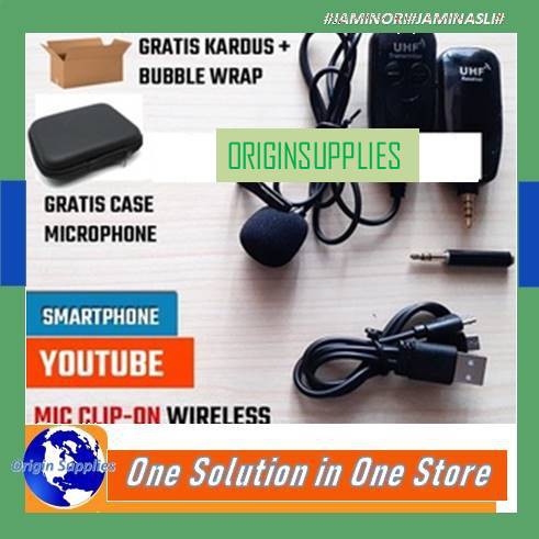 Microphone Mic Clip On Wireless UHF Prank Vlog Untuk Smartphone HP