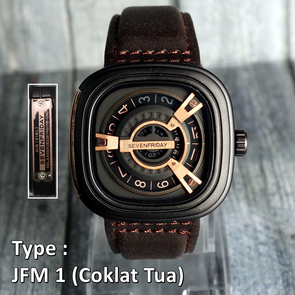 SevenFriday KULIT ASLI AUTHENTIC ORIGINAL LEATHER M1/03 Jam tangan Seven Friday coklat tua