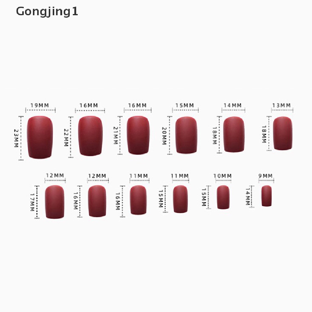 Gongjing1 24pcs / Set Kuku Palsu Full Cover Panjang Bisa Dilepas Untuk Nail Art