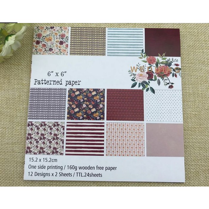 Scrapbooking Patterned Paper 6&quot;x6&quot; - Flower Background (24 sheets)