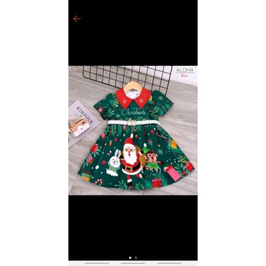 dress natal anak hijau