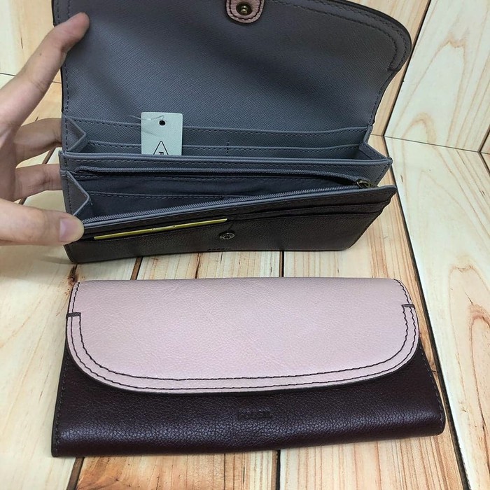 Dompet Fossil Cleo CLutch Wine Multi New Original