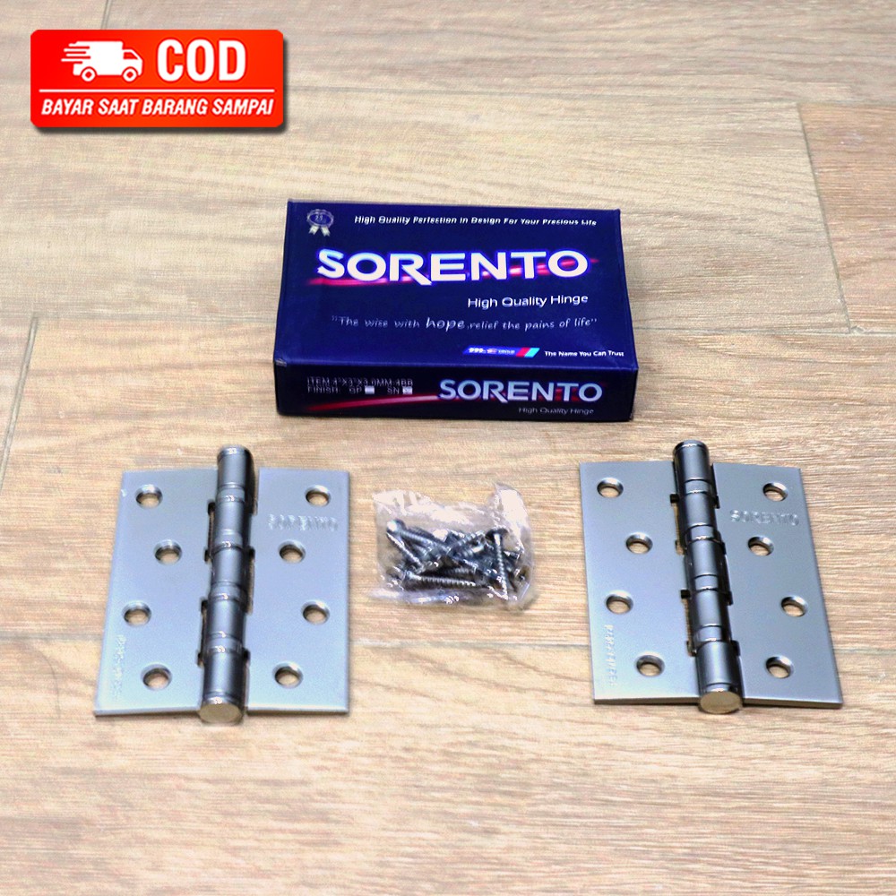 ENGSEL SORENTO 4 INCH UNTUK PINTU / LEMARI / JENDELA ANTI KARAT DAN ASLI STAINLESS