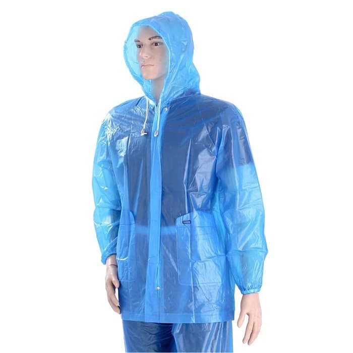 Jas Hujan Tebal Pelindung Diri Setelan Jaket Celana Transparan IBEX