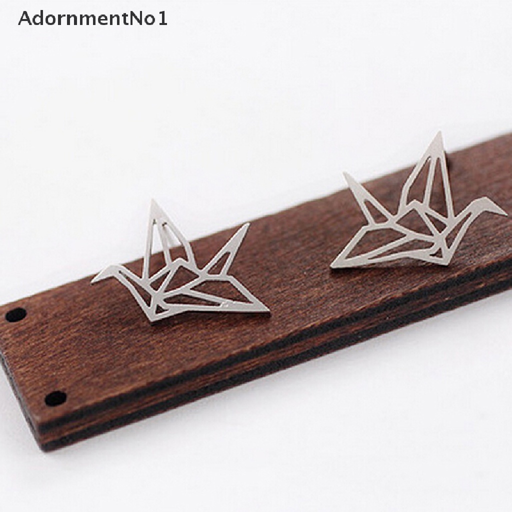 (AdornmentNo1) Anting Tusuk Gantung Desain Origami Bangau Hollow Untuk Wanita