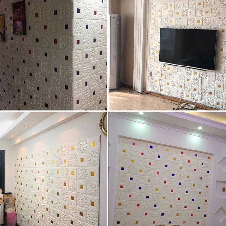 Promo！DIY Wallpaper Dinding Ceiling Wallpaper Sticker Dinding Busa Wall foam Stiker 3D Dekorasi Kamar Rumah-6