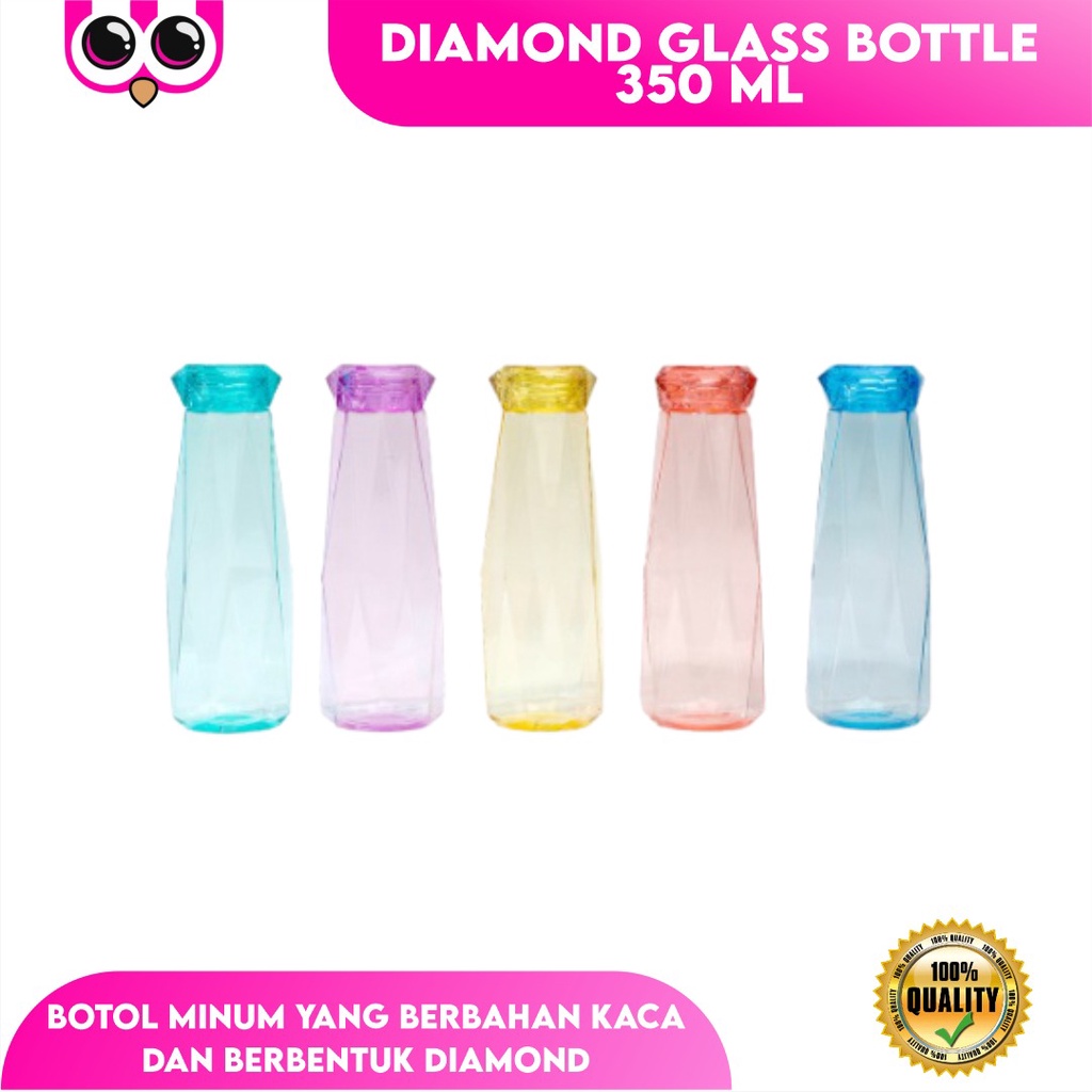 DIAMOND GLASS BOTTLE 350 ML / BOTOL MINUM KACA KRISTAL