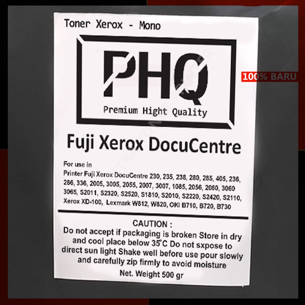 Serbuk Toner Fuji Xerox DocuCentre 1085,1055, 3065, 230, 235, 238, 280, 285, 2005, 3005, 2007, 3007, 2060, 3060, S2011, S2320, S2520, S2010, S2220, S2420,  Phanser 4500