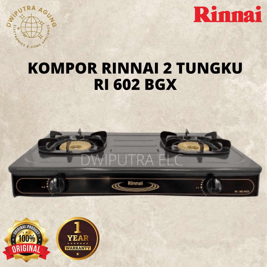 KOMPOR GAS 2 TUNGKU RINNAI TORNADO RI602BGX RI 602 BGX KOMPOR GAS API TORNADO RINNAI