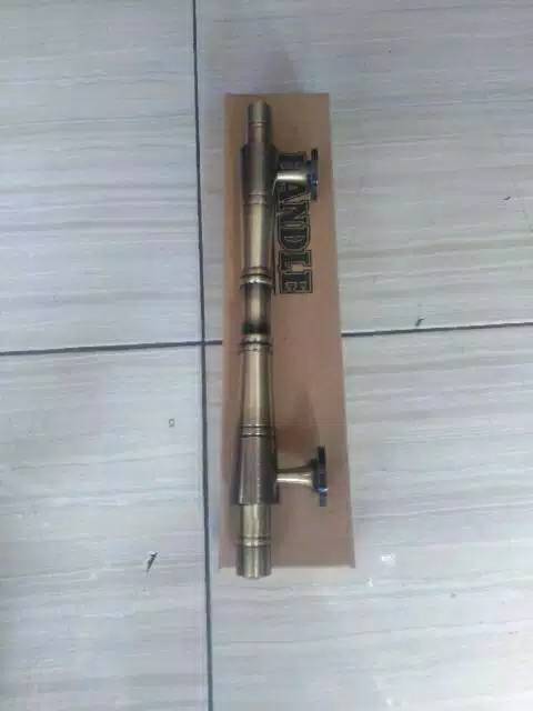 Handle Pintu / Gagang Pintu Rumah Pagar Kuningan Murah Motif Bambu Antik 34cm