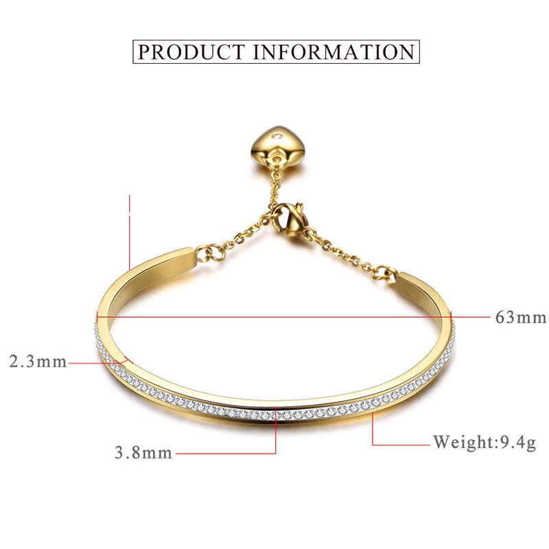 2021 Gelang Tangan Terbuka Warna Emas Hias Kristal Untuk Wanita 413G1#