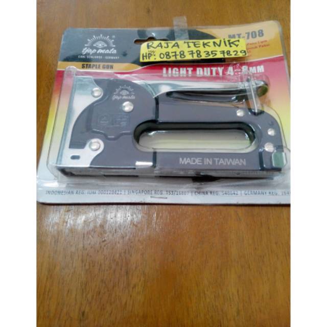 

Tjap mata staples MT 708 (4-8mm) stapler gun industri tjapmata steples / Staples mt708 stapler gun eye brand Germany tjap mata cap mata mt708 / stapler paku tembak 4-8mm mt708 tjapmata/ Staples paku tembak 4-8mm cap mata eye brand tjap mata Germany mt-708