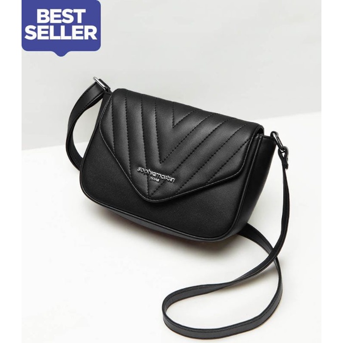 Tas Selempang Murah Kekinian JUSTICIA BLACK dan GREY Bag Sophie Martin Paris